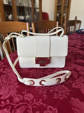 Jimmy Choo Cream Pebbled Rebel Leather Crossbody Bag
